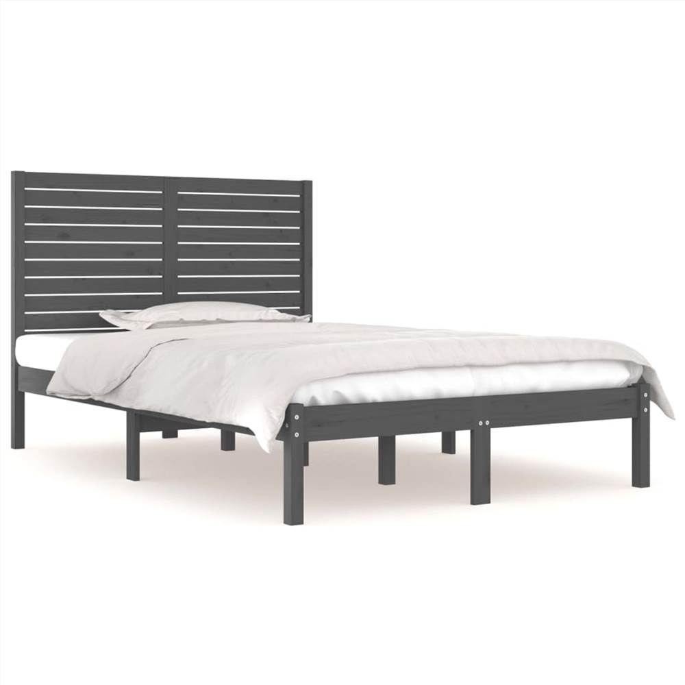 Bed Frame Grey Solid Wood 140x190 cm Bed Frame Grey Solid Wood 140x190 Cm -NEWTRAL Sales Shop Bed Frame Grey Solid Wood 140x190 cm 515553 1