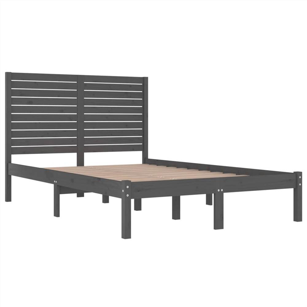 Bed Frame Grey Solid Wood 140x190 cm Bed Frame Grey Solid Wood 140x190 Cm -NEWTRAL Sales Shop Bed Frame Grey Solid Wood 140x190 cm 515553 3
