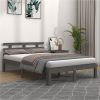 Bed Frame Grey Solid Wood 140x200 Cm