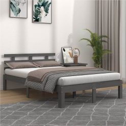 Bed Frame Grey Solid Wood 140x200 Cm