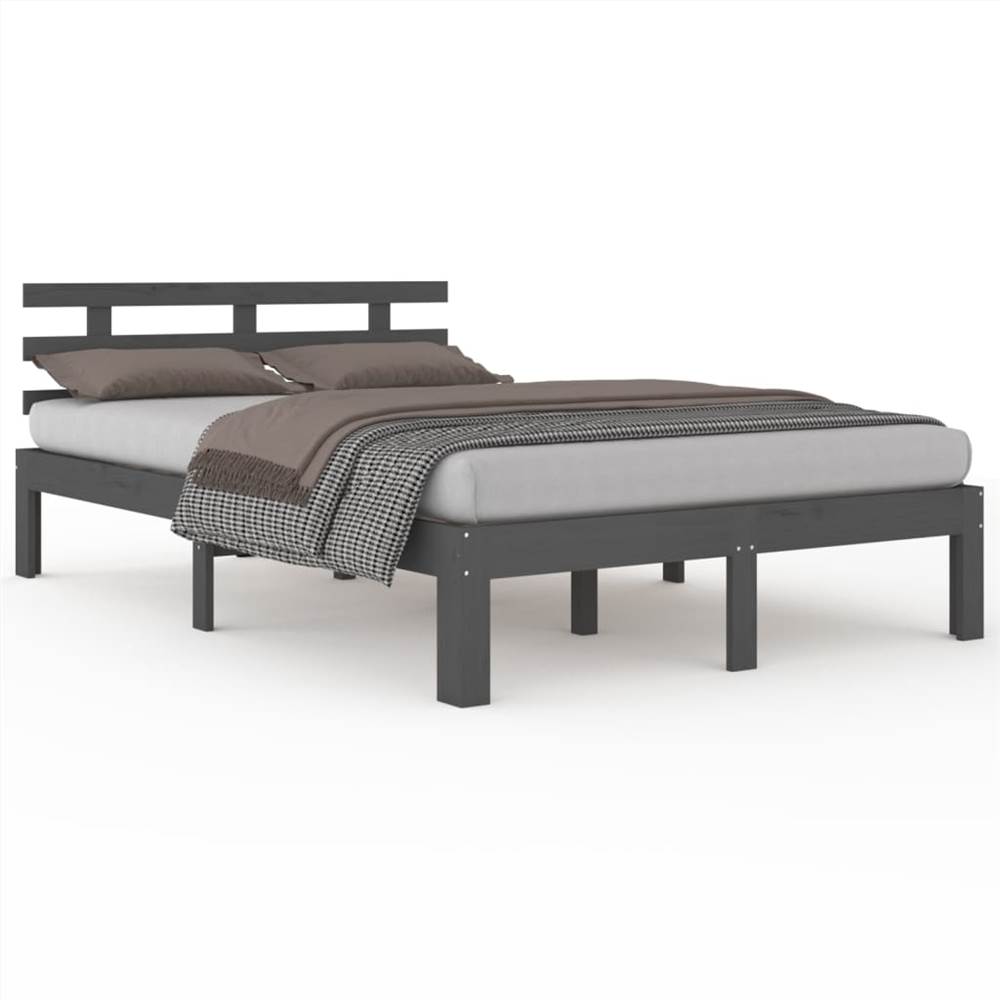 Bed Frame Grey Solid Wood 140x200 cm Bed Frame Grey Solid Wood 140x200 Cm -NEWTRAL Sales Shop Bed Frame Grey Solid Wood 140x200 cm 511114 1