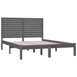 Bed Frame Grey Solid Wood 140x200 Cm -NEWTRAL Sales Shop Bed Frame Grey Solid Wood 140x200 cm 515069 3