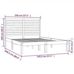 Bed Frame Grey Solid Wood 140x200 Cm -NEWTRAL Sales Shop Bed Frame Grey Solid Wood 140x200 cm 515069 5