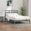 Bed Frame Grey Solid Wood 150x200 Cm 5FT King Size