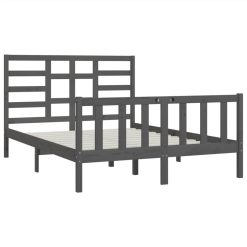 Bed Frame Grey Solid Wood 150x200 Cm 5FT King Size -NEWTRAL Sales Shop Bed Frame Grey Solid Wood 150x200 cm 5FT King Size 512138 3