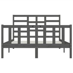 Bed Frame Grey Solid Wood 150x200 Cm 5FT King Size -NEWTRAL Sales Shop Bed Frame Grey Solid Wood 150x200 cm 5FT King Size 512138 4