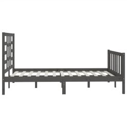 Bed Frame Grey Solid Wood 150x200 Cm 5FT King Size -NEWTRAL Sales Shop Bed Frame Grey Solid Wood 150x200 cm 5FT King Size 512138 5