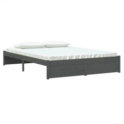 Bed Frame Grey Solid Wood 160x200 Cm -NEWTRAL Sales Shop Bed Frame Grey Solid Wood 160x200 cm 510875 2