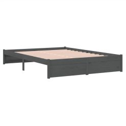 Bed Frame Grey Solid Wood 160x200 Cm -NEWTRAL Sales Shop Bed Frame Grey Solid Wood 160x200 cm 510875 3