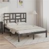 Bed Frame Grey Solid Wood 160x200 Cm