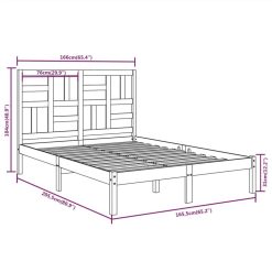 Bed Frame Grey Solid Wood 160x200 Cm -NEWTRAL Sales Shop Bed Frame Grey Solid Wood 160x200 cm 511254 5