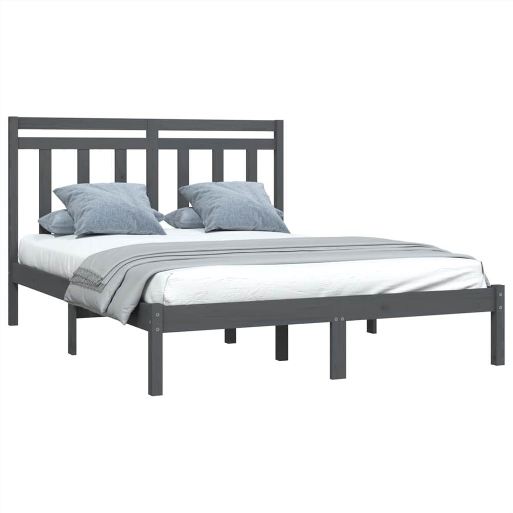 Bed Frame Grey Solid Wood 160x200 cm Bed Frame Grey Solid Wood 160x200 Cm -NEWTRAL Sales Shop Bed Frame Grey Solid Wood 160x200 cm 512001 2