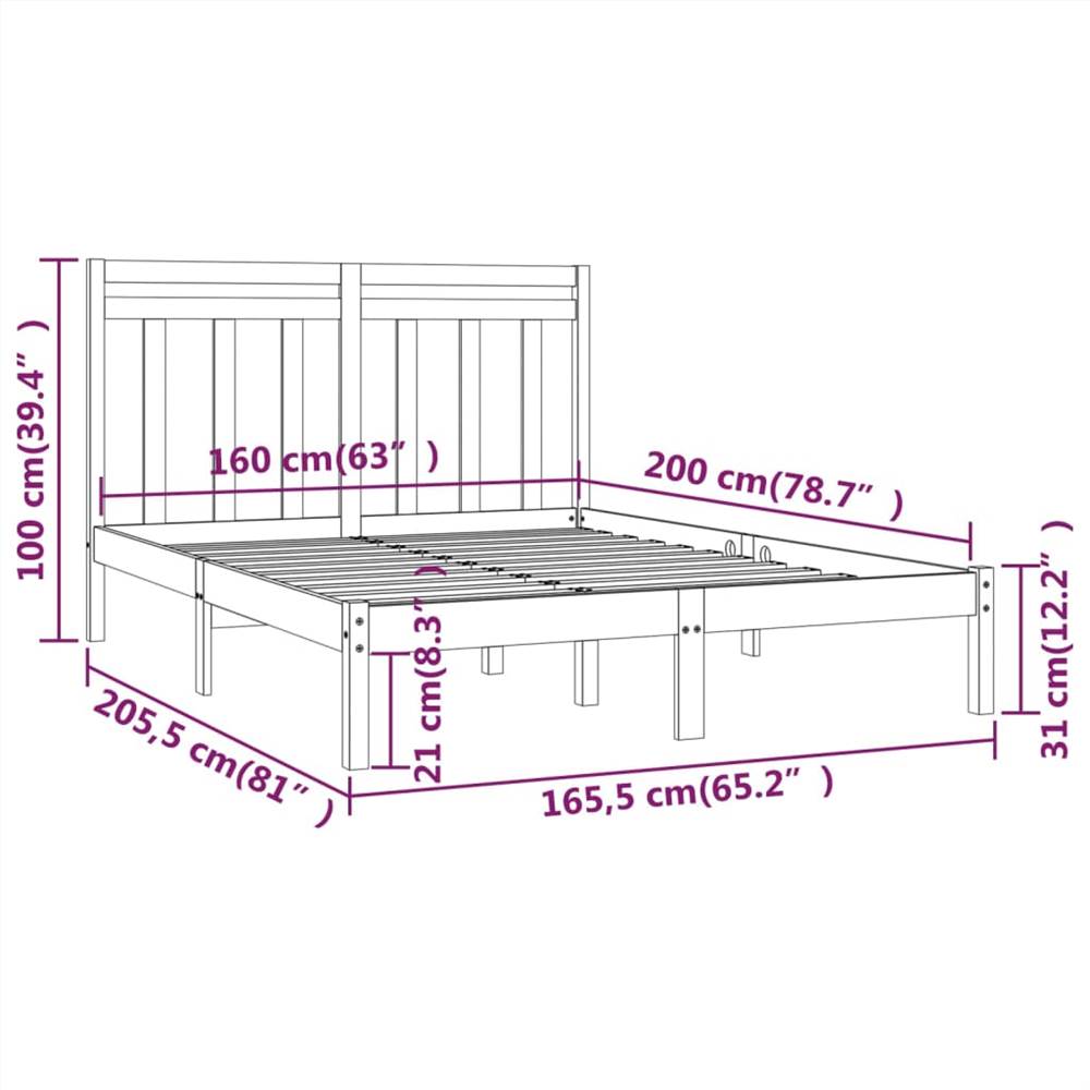 Bed Frame Grey Solid Wood 160x200 cm Bed Frame Grey Solid Wood 160x200 Cm -NEWTRAL Sales Shop Bed Frame Grey Solid Wood 160x200 cm 512001 5