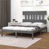 Bed Frame Grey Solid Wood 160x200 Cm