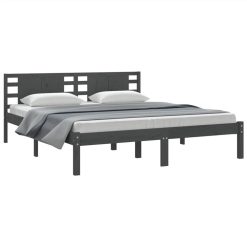 Bed Frame Grey Solid Wood 180x200 Cm 6FT Super King -NEWTRAL Sales Shop Bed Frame Grey Solid Wood 180x200 cm 6FT Super King 515095 2