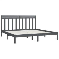 Bed Frame Grey Solid Wood 200x200 Cm -NEWTRAL Sales Shop Bed Frame Grey Solid Wood 200x200 cm 512129 3