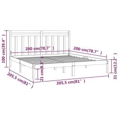 Bed Frame Grey Solid Wood 200x200 Cm -NEWTRAL Sales Shop Bed Frame Grey Solid Wood 200x200 cm 512129 5