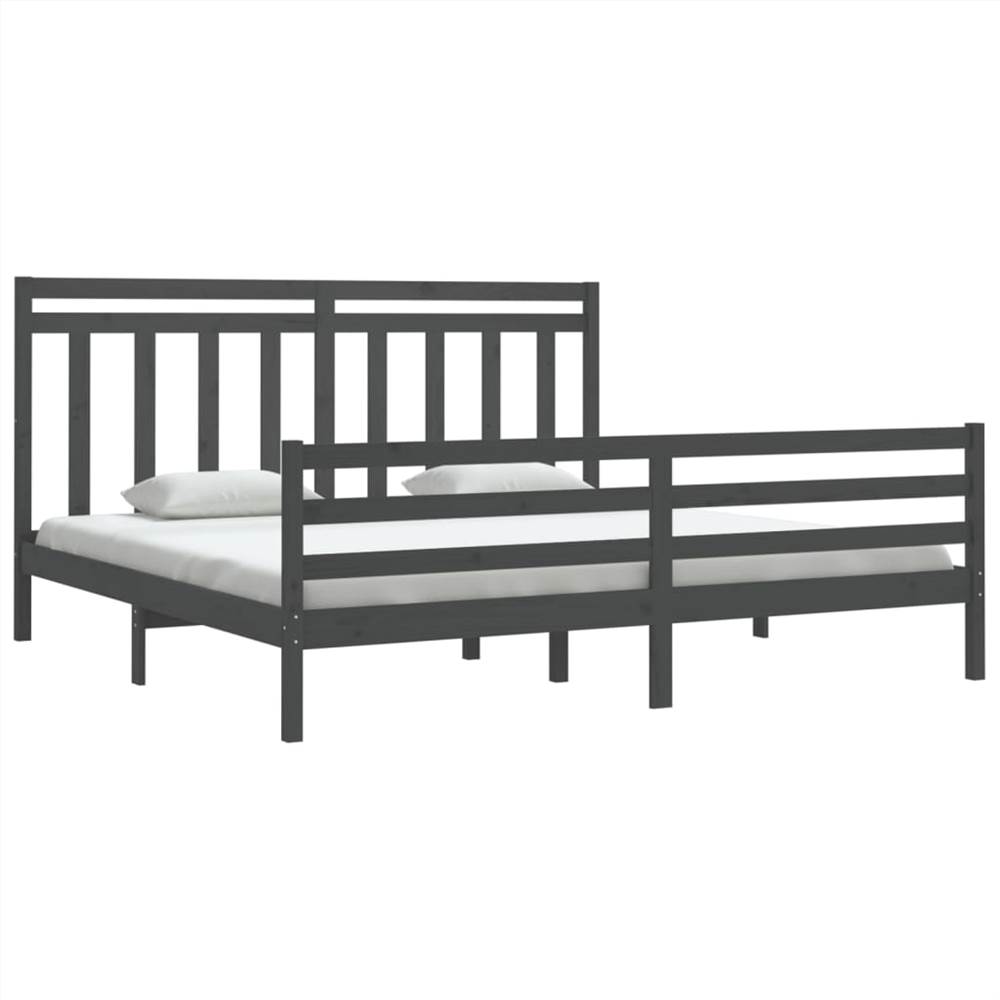 Bed Frame Grey Solid Wood 200x200 cm Bed Frame Grey Solid Wood 200x200 Cm -NEWTRAL Sales Shop Bed Frame Grey Solid Wood 200x200 cm 512718 2