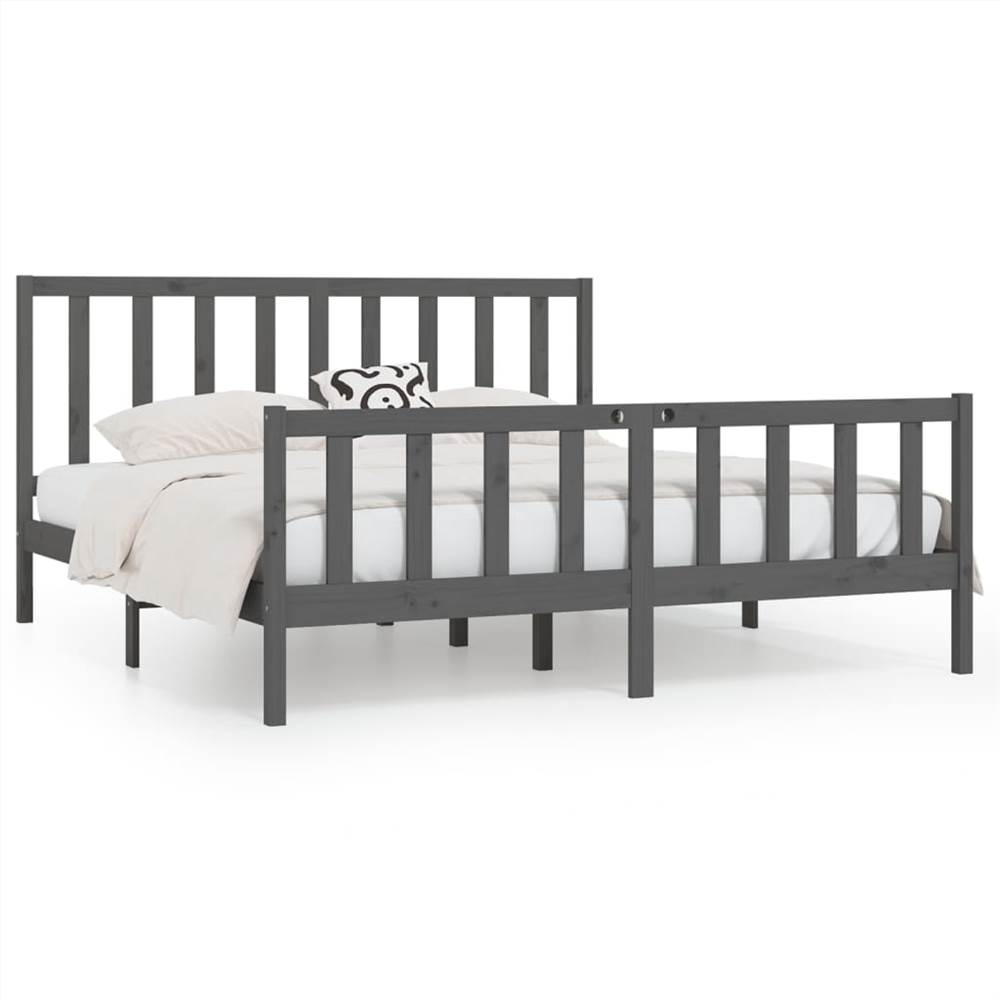 Bed Frame Grey Solid Wood 200x200 cm Bed Frame Grey Solid Wood 200x200 Cm -NEWTRAL Sales Shop Bed Frame Grey Solid Wood 200x200 cm 513222 1