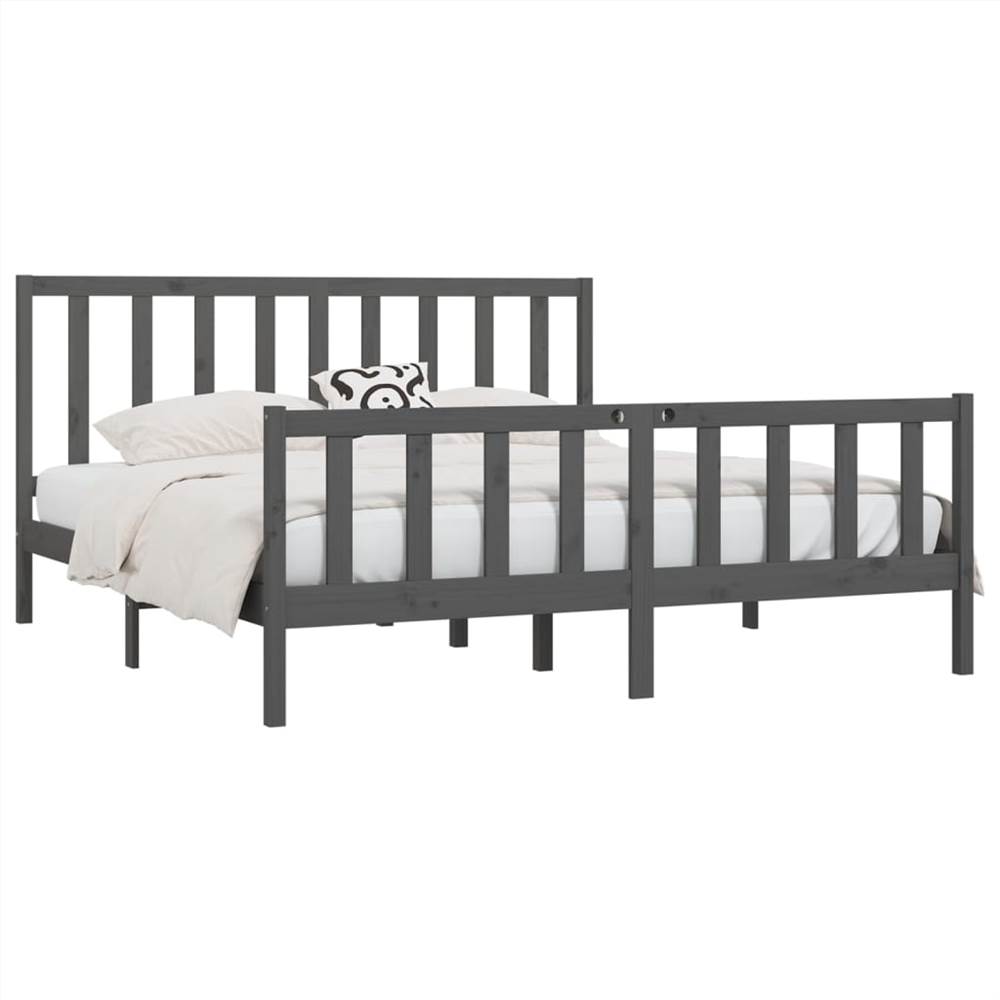 Bed Frame Grey Solid Wood 200x200 cm Bed Frame Grey Solid Wood 200x200 Cm -NEWTRAL Sales Shop Bed Frame Grey Solid Wood 200x200 cm 513222 2