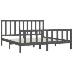 Bed Frame Grey Solid Wood 200x200 Cm 3 Bed Frame Grey Solid Wood 200x200 Cm -NEWTRAL Sales Shop Bed Frame Grey Solid Wood 200x200 cm 513222 3