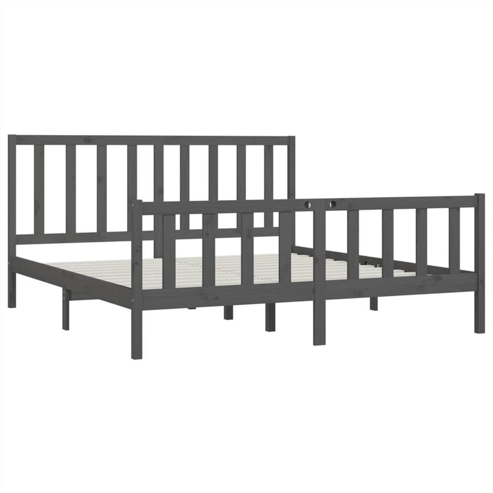 Bed Frame Grey Solid Wood 200x200 cm Bed Frame Grey Solid Wood 200x200 Cm -NEWTRAL Sales Shop Bed Frame Grey Solid Wood 200x200 cm 513222 3