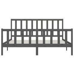 Bed Frame Grey Solid Wood 200x200 Cm 4 Bed Frame Grey Solid Wood 200x200 Cm -NEWTRAL Sales Shop Bed Frame Grey Solid Wood 200x200 cm 513222 4