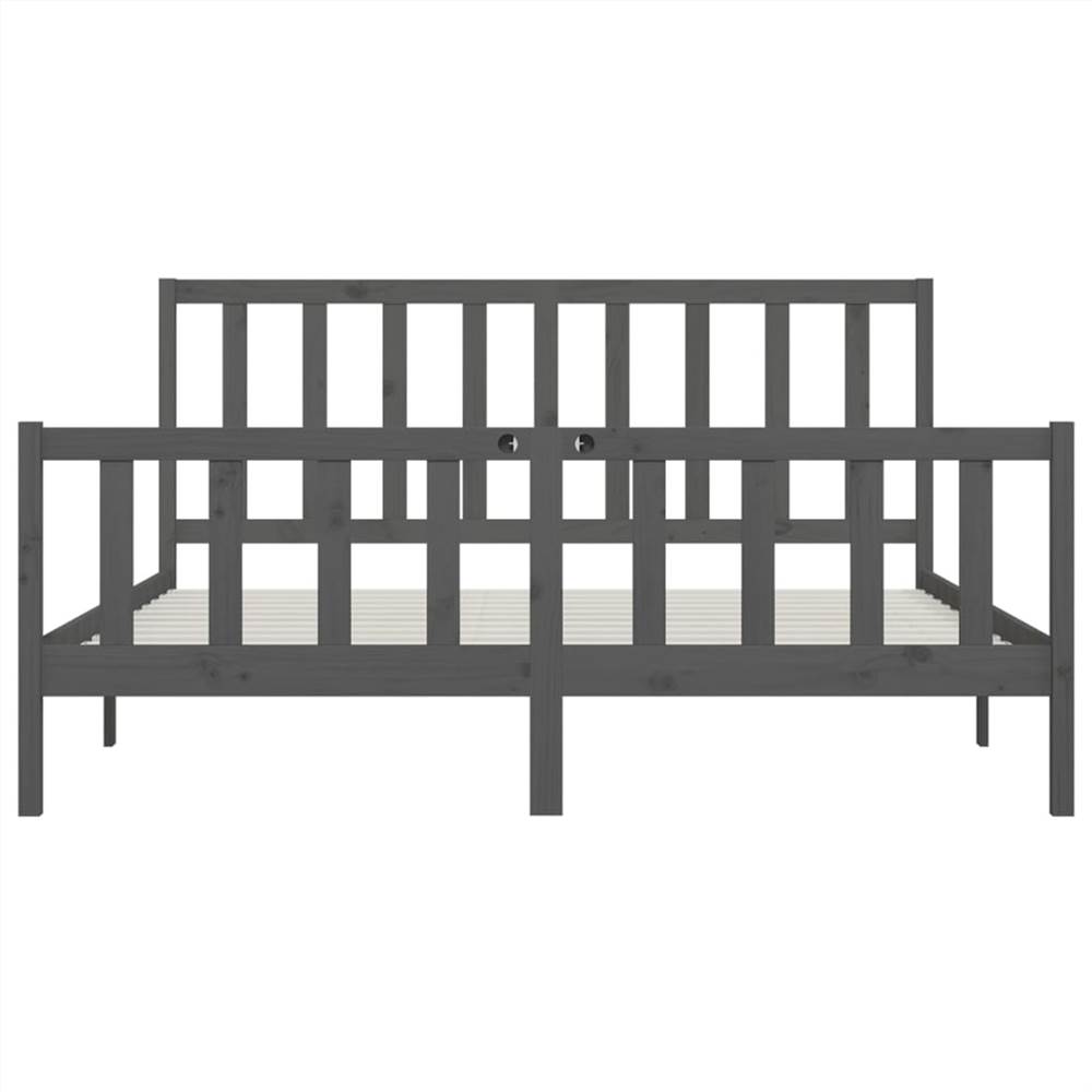 Bed Frame Grey Solid Wood 200x200 cm Bed Frame Grey Solid Wood 200x200 Cm -NEWTRAL Sales Shop Bed Frame Grey Solid Wood 200x200 cm 513222 4