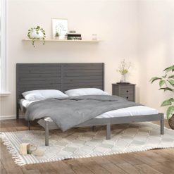 Bed Frame Grey Solid Wood 200x200 Cm