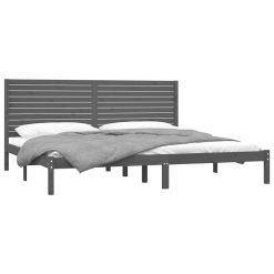 Bed Frame Grey Solid Wood 200x200 Cm 2 Bed Frame Grey Solid Wood 200x200 Cm -NEWTRAL Sales Shop Bed Frame Grey Solid Wood 200x200 cm 515146 2
