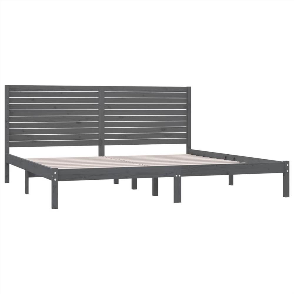 Bed Frame Grey Solid Wood 200x200 cm Bed Frame Grey Solid Wood 200x200 Cm -NEWTRAL Sales Shop Bed Frame Grey Solid Wood 200x200 cm 515146 3