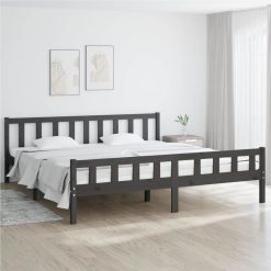 Bed Frame Grey Solid Wood 200x200 Cm