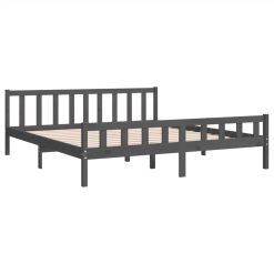 Bed Frame Grey Solid Wood 200x200 Cm -NEWTRAL Sales Shop Bed Frame Grey Solid Wood 200x200 cm 515544 3