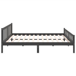 Bed Frame Grey Solid Wood 200x200 Cm -NEWTRAL Sales Shop Bed Frame Grey Solid Wood 200x200 cm 515544 5