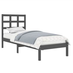 Bed Frame Grey Solid Wood 75x190 Cm 2FT6 Small Single 2 Bed Frame Grey Solid Wood 75x190 Cm 2FT6 Small Single -NEWTRAL Sales Shop Bed Frame Grey Solid Wood 75x190 cm 2FT6 Small Single 512167 2
