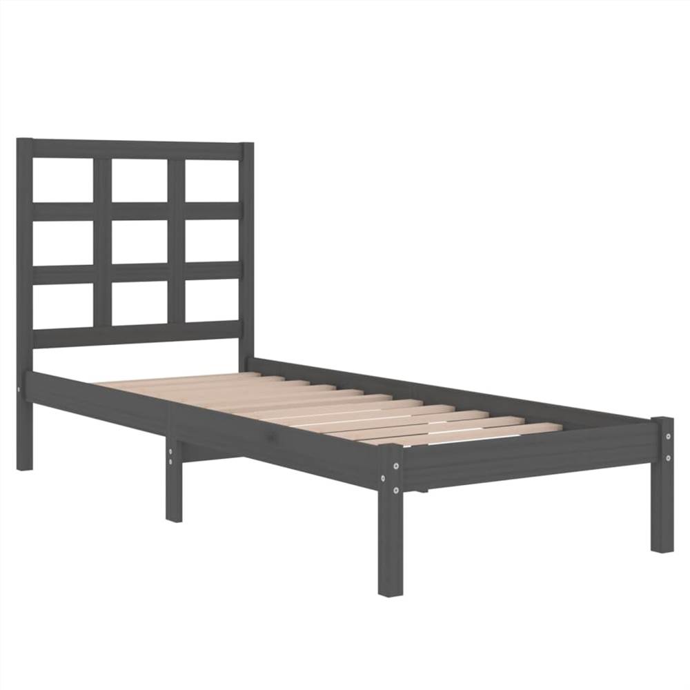 Bed Frame Grey Solid Wood 75x190 cm 2FT6 Small Single Bed Frame Grey Solid Wood 75x190 Cm 2FT6 Small Single -NEWTRAL Sales Shop Bed Frame Grey Solid Wood 75x190 cm 2FT6 Small Single 512167 3