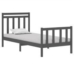 Bed Frame Grey Solid Wood 75x190 Cm 2FT6 Small Single -NEWTRAL Sales Shop Bed Frame Grey Solid Wood 75x190 cm 2FT6 Small Single 513893 2