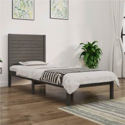 Bed Frame Grey Solid Wood 75x190 Cm 2FT6 Small Single