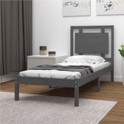 Bed Frame Grey Solid Wood 90x190 Cm 3FT Single