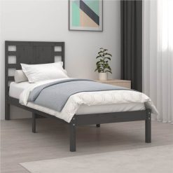 Bed Frame Grey Solid Wood 90x190 Cm 3FT Single