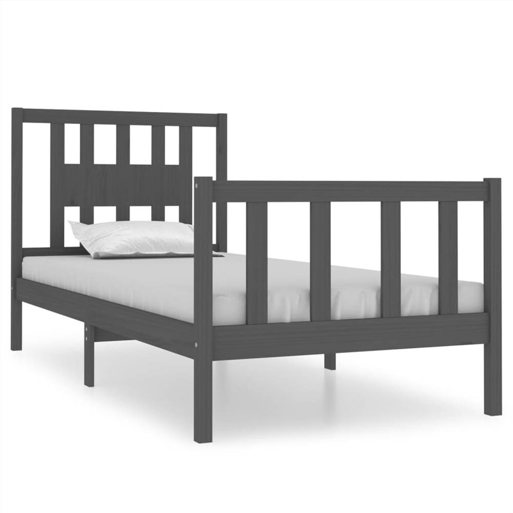 Bed Frame Grey Solid Wood 90x190 cm 3FT Single Bed Frame Grey Solid Wood 90x190 Cm 3FT Single -NEWTRAL Sales Shop Bed Frame Grey Solid Wood 90x190 cm 3FT Single 515067 1