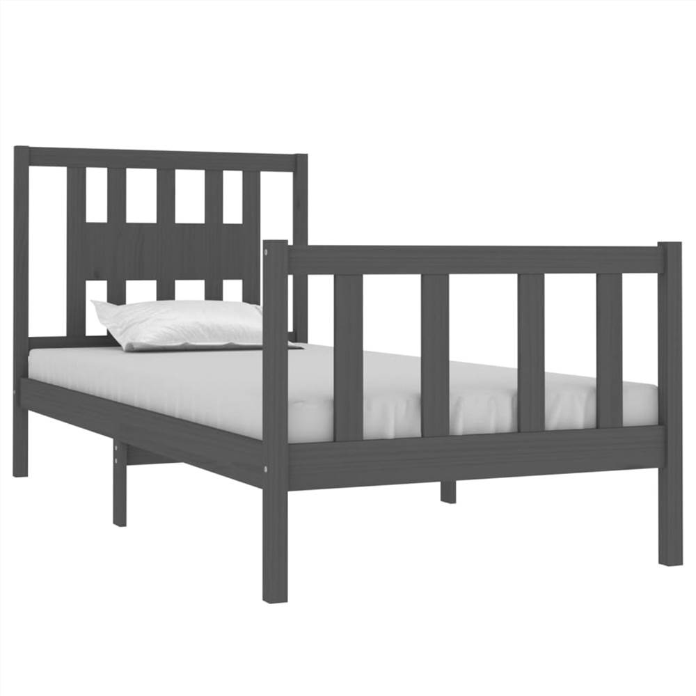 Bed Frame Grey Solid Wood 90x190 cm 3FT Single Bed Frame Grey Solid Wood 90x190 Cm 3FT Single -NEWTRAL Sales Shop Bed Frame Grey Solid Wood 90x190 cm 3FT Single 515067 2