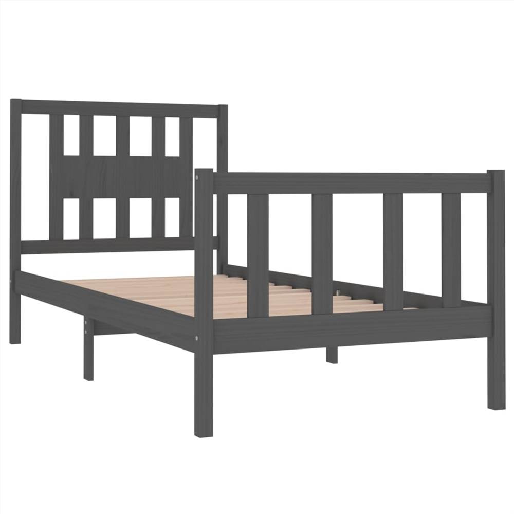 Bed Frame Grey Solid Wood 90x190 cm 3FT Single Bed Frame Grey Solid Wood 90x190 Cm 3FT Single -NEWTRAL Sales Shop Bed Frame Grey Solid Wood 90x190 cm 3FT Single 515067 3