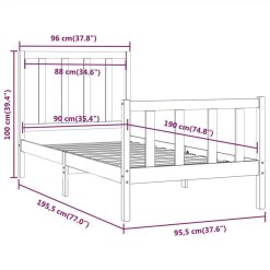 Bed Frame Grey Solid Wood 90x190 Cm 3FT Single -NEWTRAL Sales Shop Bed Frame Grey Solid Wood 90x190 cm 3FT Single 515393 5