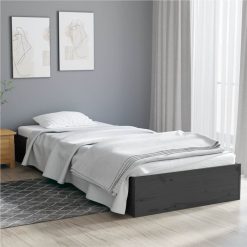 Bed Frame Grey Solid Wood 90x190 Cm 3FT Single