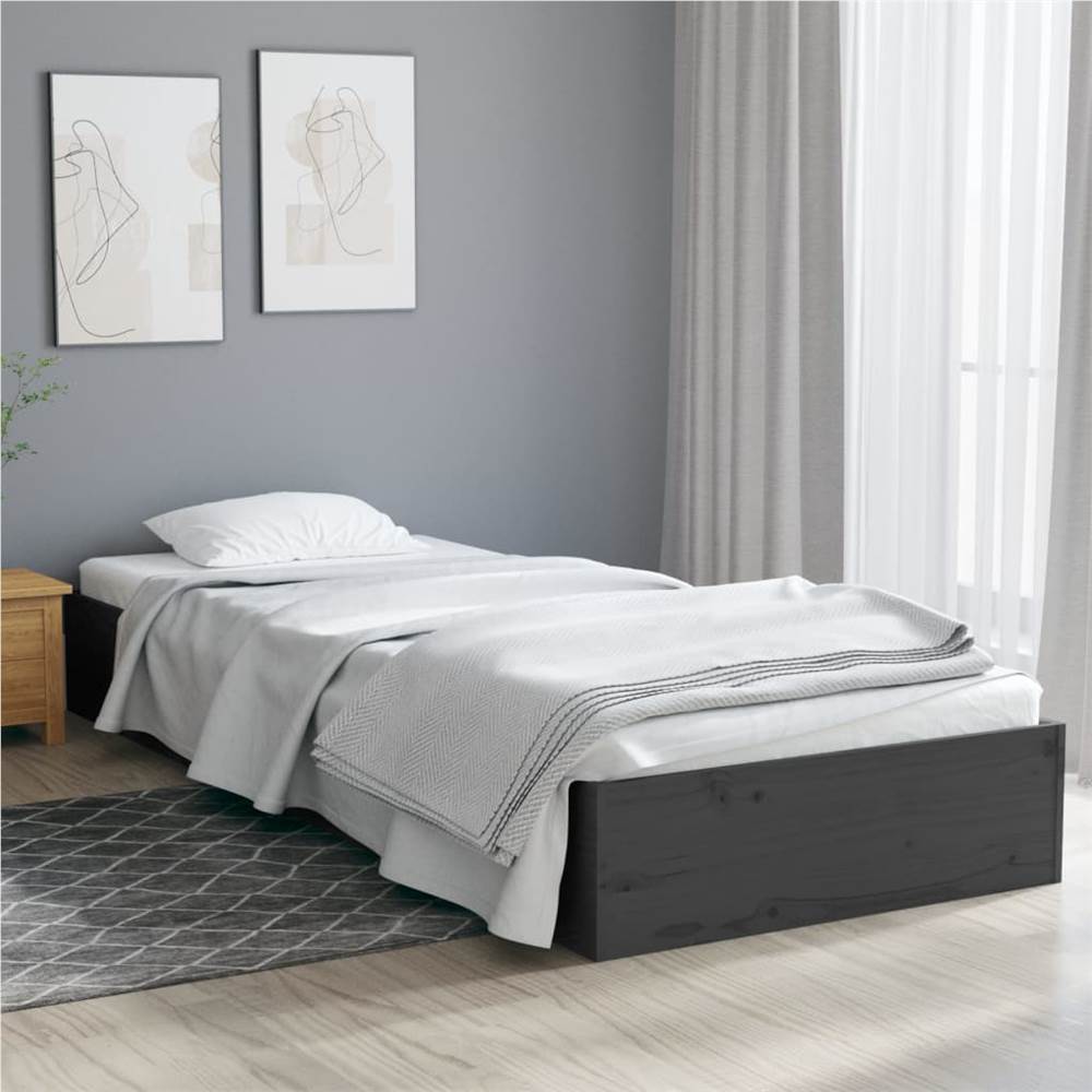 Bed Frame Grey Solid Wood 90x190 cm 3FT Single Bed Frame Grey Solid Wood 90x190 Cm 3FT Single -NEWTRAL Sales Shop Bed Frame Grey Solid Wood 90x190 cm 3FT Single 515798 0