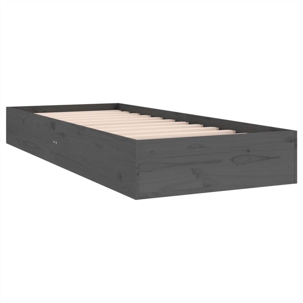 Bed Frame Grey Solid Wood 90x190 cm 3FT Single Bed Frame Grey Solid Wood 90x190 Cm 3FT Single -NEWTRAL Sales Shop Bed Frame Grey Solid Wood 90x190 cm 3FT Single 515798 3