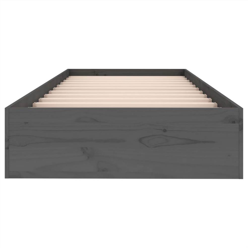 Bed Frame Grey Solid Wood 90x190 cm 3FT Single Bed Frame Grey Solid Wood 90x190 Cm 3FT Single -NEWTRAL Sales Shop Bed Frame Grey Solid Wood 90x190 cm 3FT Single 515798 4