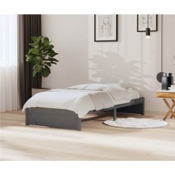 Bed Frame Grey Solid Wood 90x200 Cm