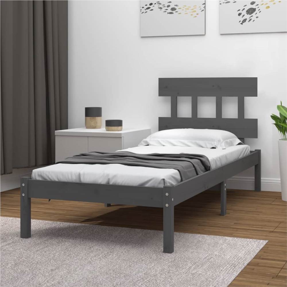 Bed Frame Grey Solid Wood 90x200 cm Bed Frame Grey Solid Wood 90x200 Cm -NEWTRAL Sales Shop Bed Frame Grey Solid Wood 90x200 cm 514588 0